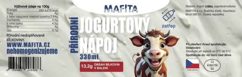 Jogurtový nápoj bílý - 330 ml PET