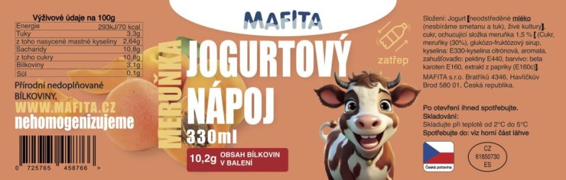 Jogurtový nápoj meruňka - 330 ml PET