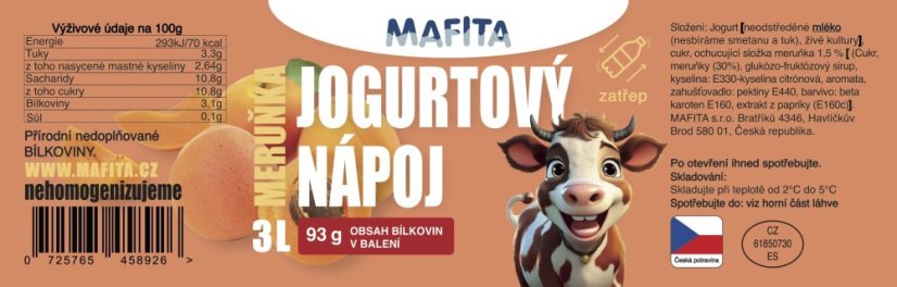 Jogurtový nápoj meruňka - 3L PET