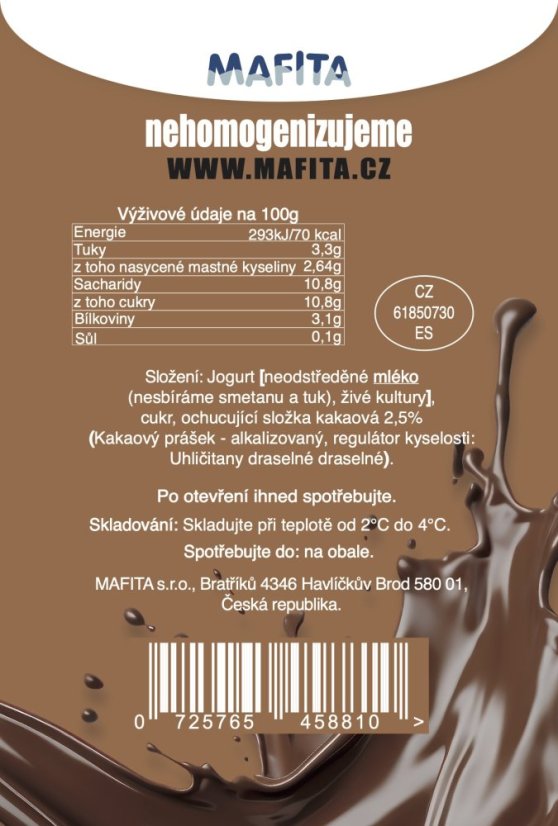 Jogurtová kapsička  kakaová 120ml