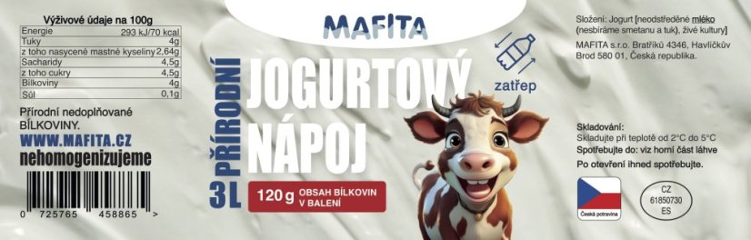 Jogurtový nápoj přírodní  - 3L PET