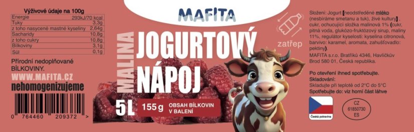Jogurtový nápoj malina - 5L PET